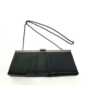 Jessica McClintock Black Satin Evening Clutch